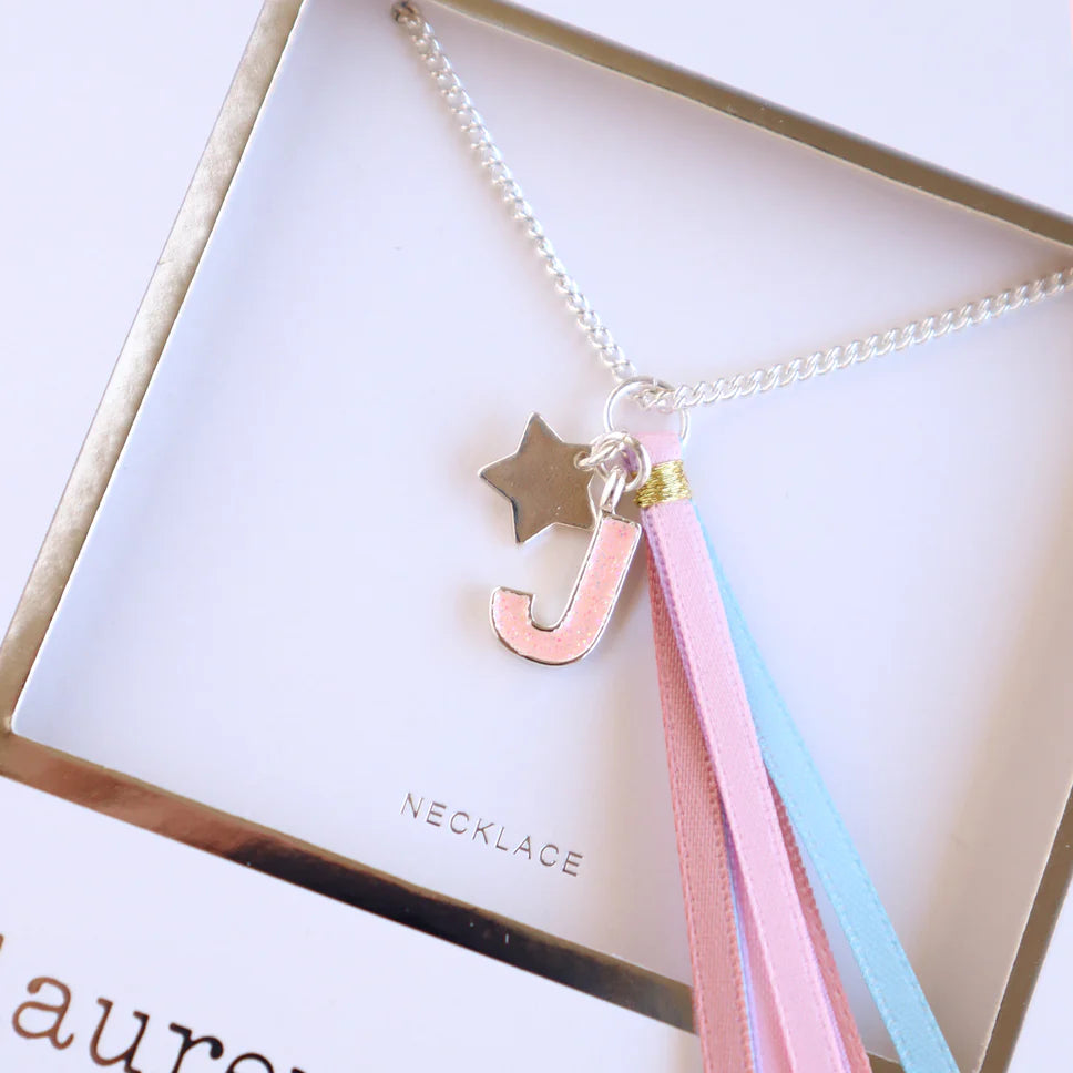 Lauren Hinkley - Pink Glitter Initial Necklace