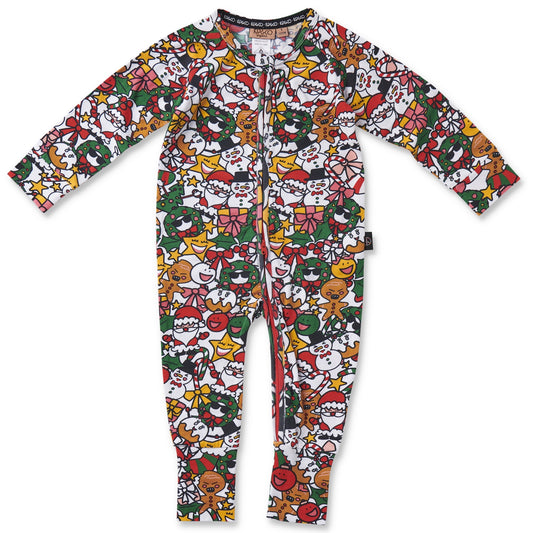 Kip & Co - Christmas Party Organic LS Zip Romper