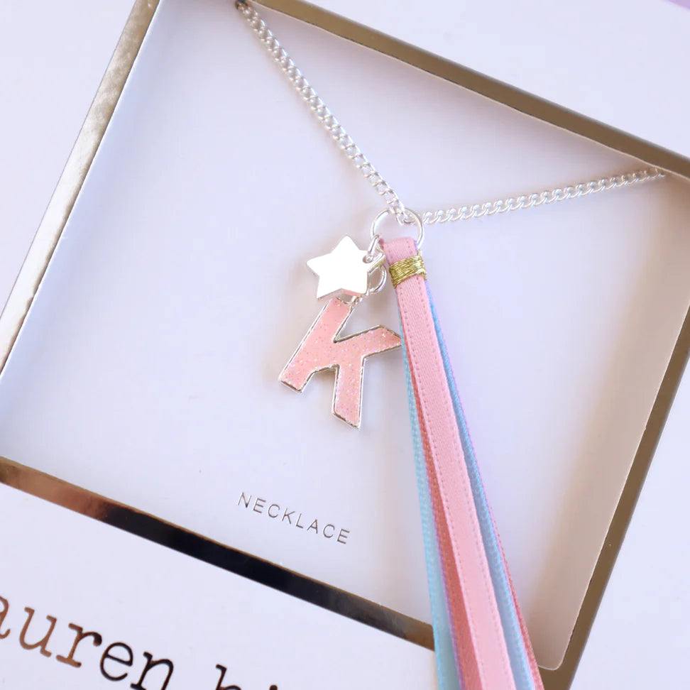 Lauren Hinkley - Pink Glitter Initial Necklace