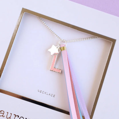 Lauren Hinkley - Pink Glitter Initial Necklace