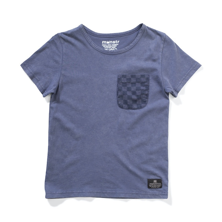 Munster Kids - Pocket Check SS Tee / Mineral Denim