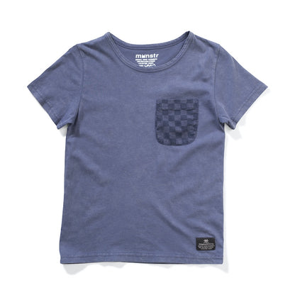 Munster Kids - Pocket Check SS Tee / Mineral Denim