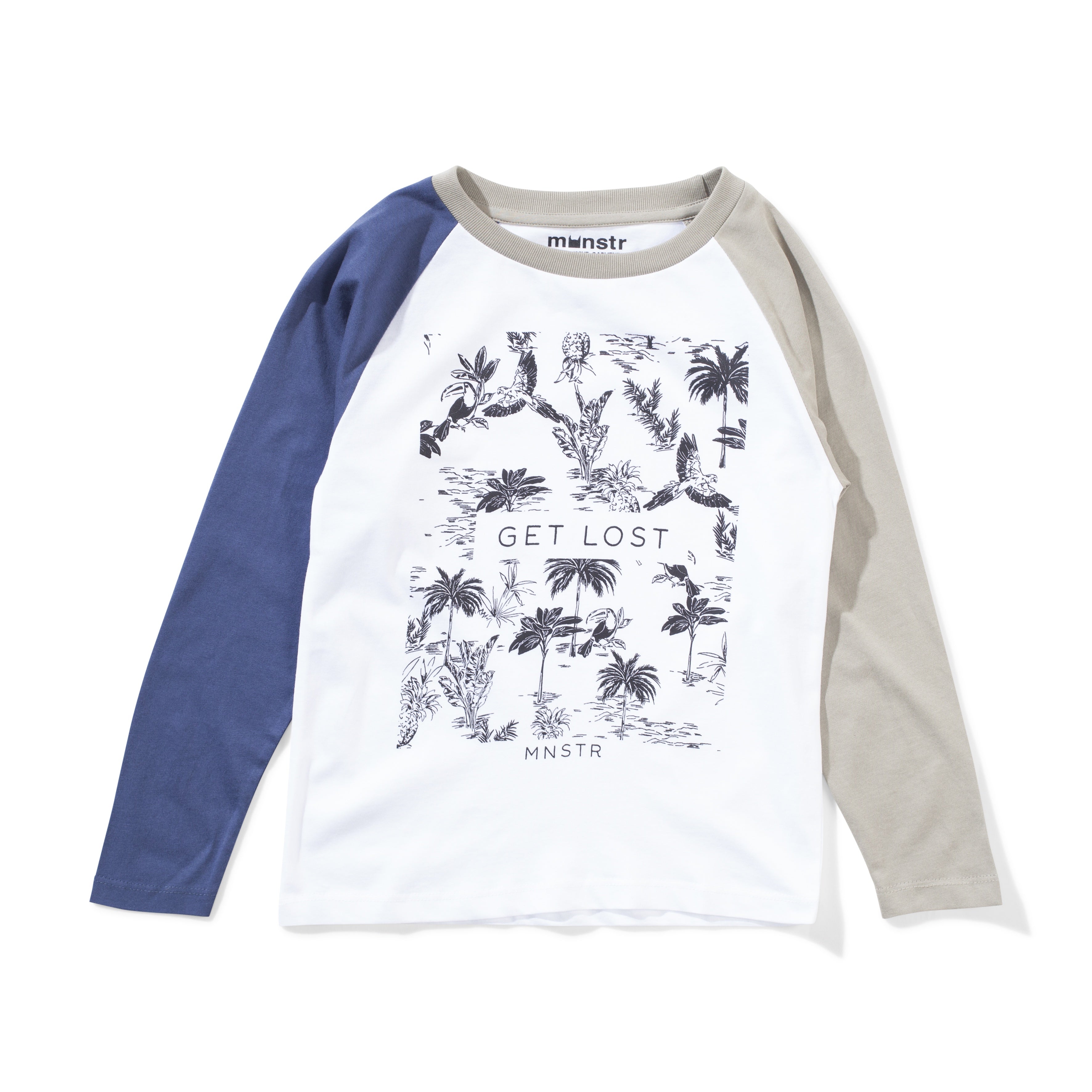 Munster-Garden LS Tee/White/Olivine/Denim