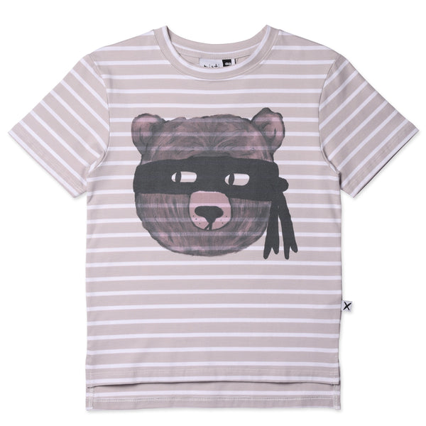 Minti - Bear In Disguise Tee / Slate + White Stripe