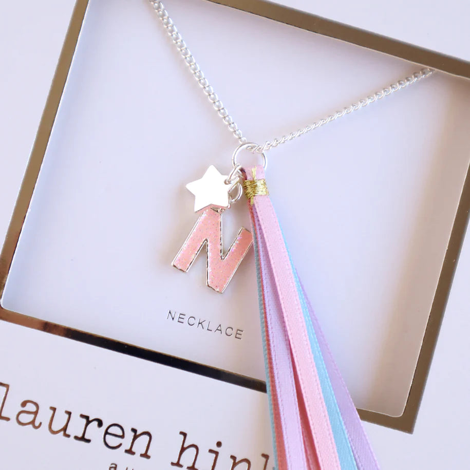 Lauren Hinkley - Pink Glitter Initial Necklace