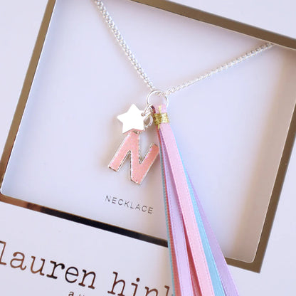 Lauren Hinkley - Pink Glitter Initial Necklace
