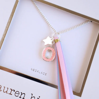 Lauren Hinkley - Pink Glitter Initial Necklace