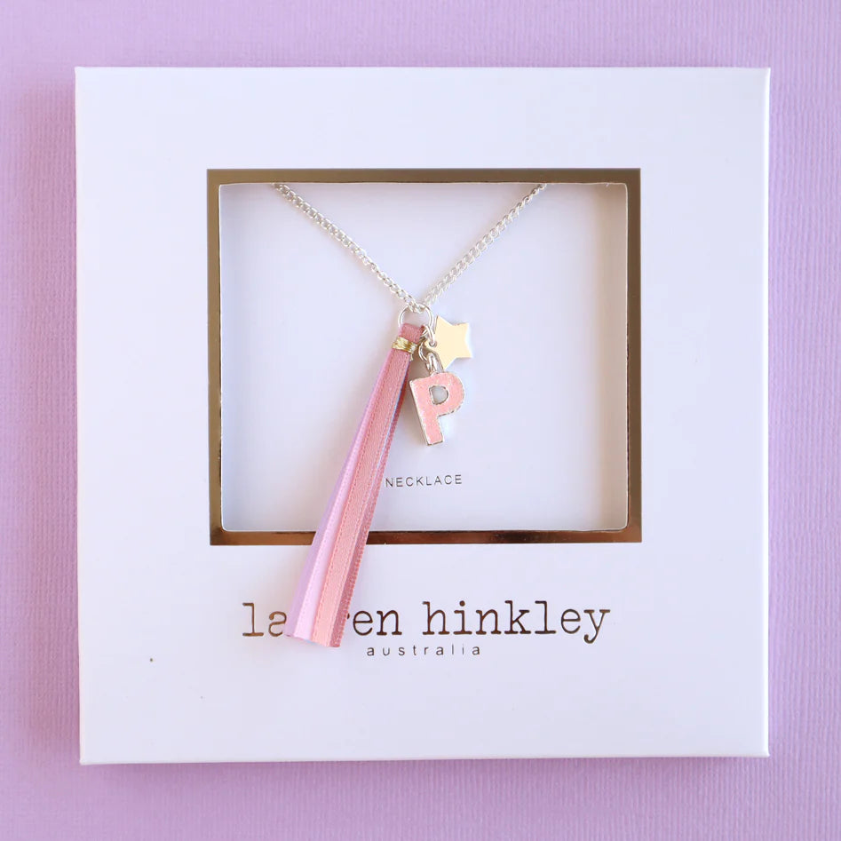 Lauren Hinkley - Pink Glitter Initial Necklace