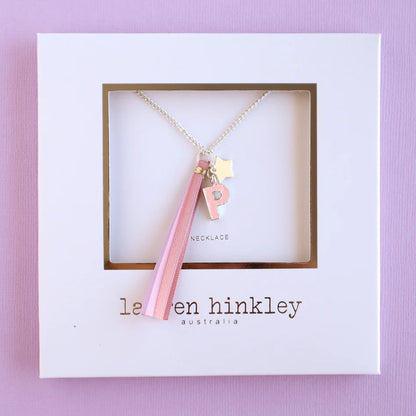 Lauren Hinkley - Pink Glitter Initial Necklace