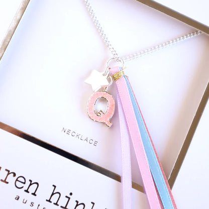 Lauren Hinkley - Pink Glitter Initial Necklace
