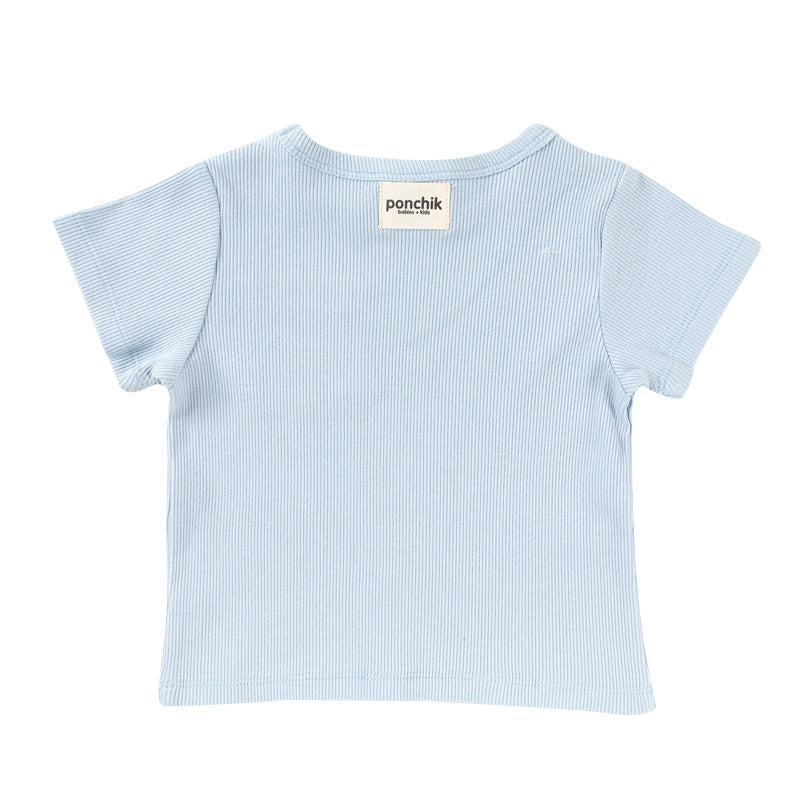 ponchik babies + kids - Ribbed cotton t shirt / Ocean