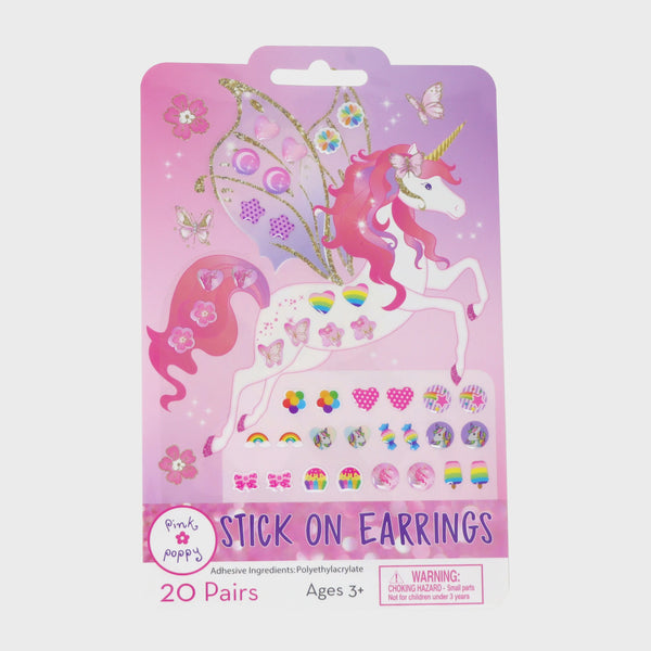Pink Poppy - Unicorn Princess Stick on Earrings