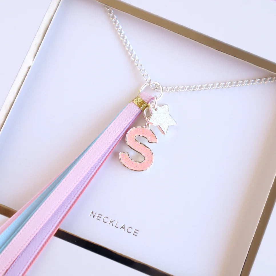 Lauren Hinkley - Pink Glitter Initial Necklace