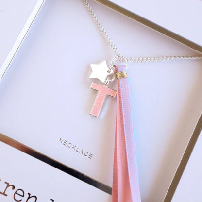 Lauren Hinkley - Pink Glitter Initial Necklace