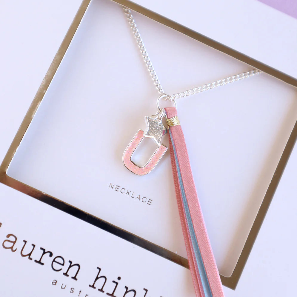 Lauren Hinkley - Pink Glitter Initial Necklace