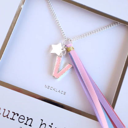 Lauren Hinkley - Pink Glitter Initial Necklace