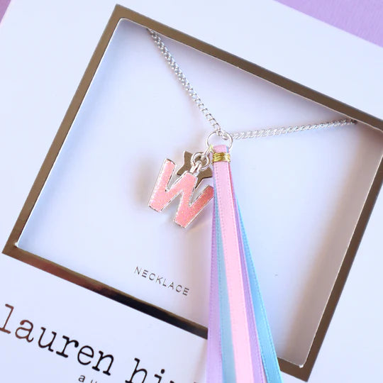 Lauren Hinkley - Pink Glitter Initial Necklace