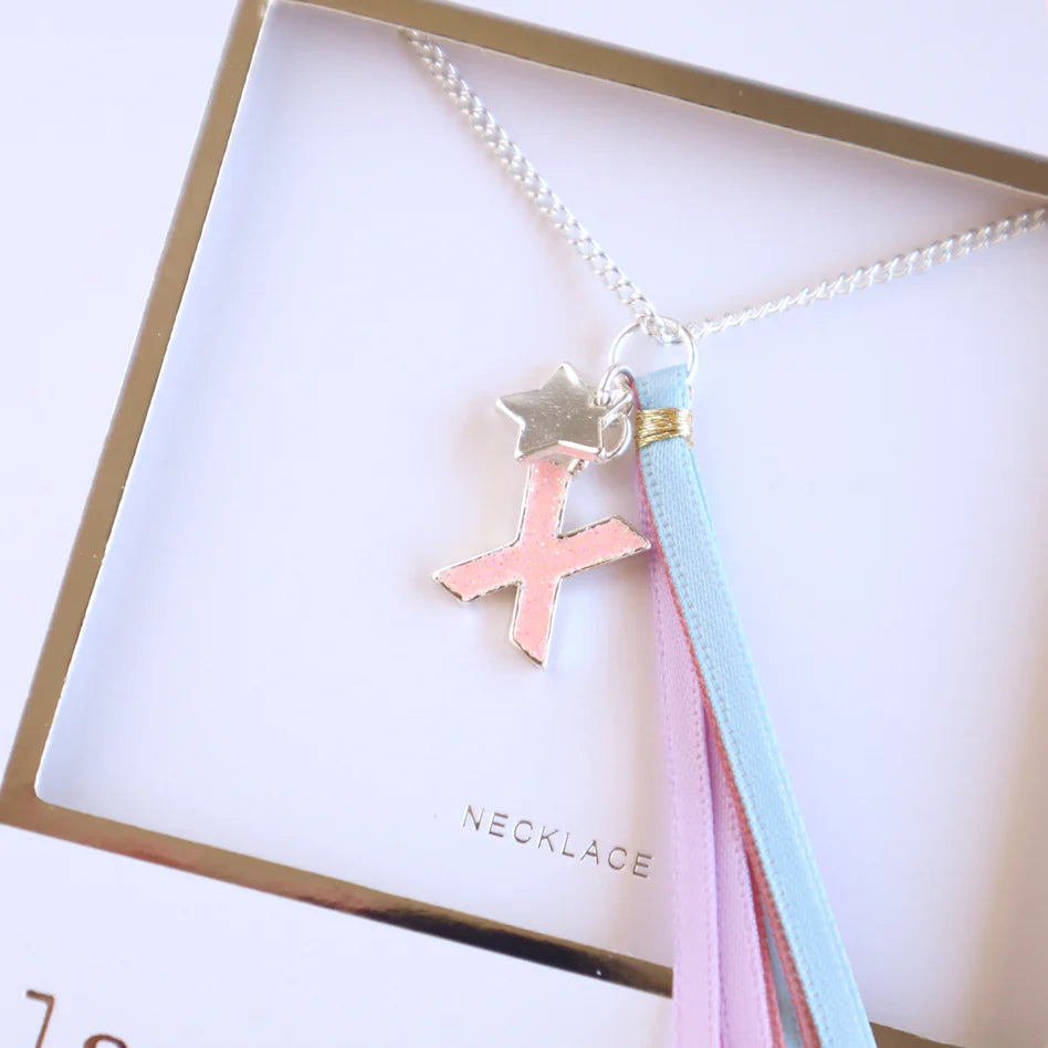 Lauren Hinkley - Pink Glitter Initial Necklace