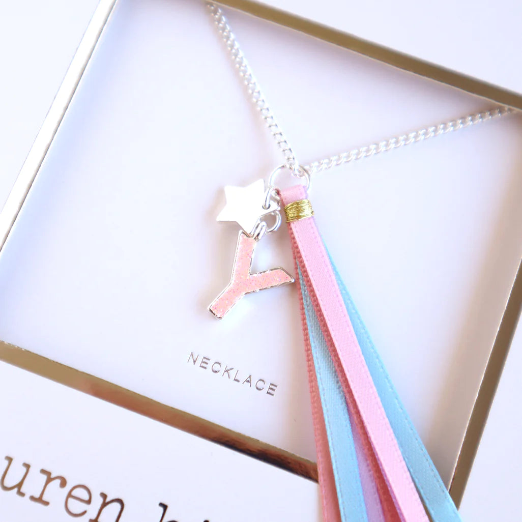 Lauren Hinkley - Pink Glitter Initial Necklace