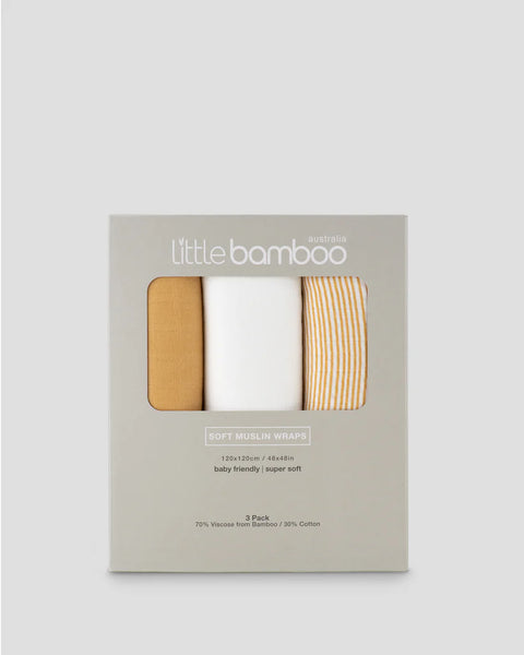 The Little Linen Company - Little Bamboo Muslin Wraps (3pk)