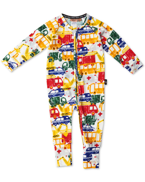 Kip & Co - Big Wheels Organic Long Sleeve Zip Romper